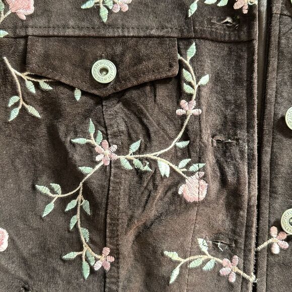 IN SUEDE Leather/Embroidery Jacket- size Small‎ - Picture 5 of 12
